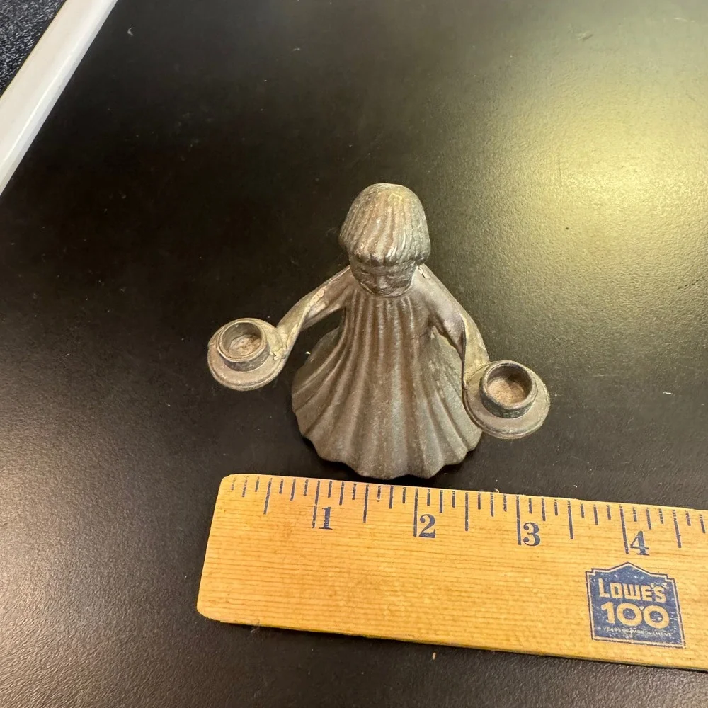 Vintage Angel Candle Holder Italy Small Silver Pewter Tone Candle Holder